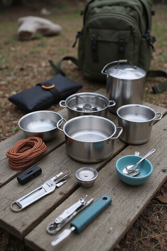 efficiently organize camping dishes